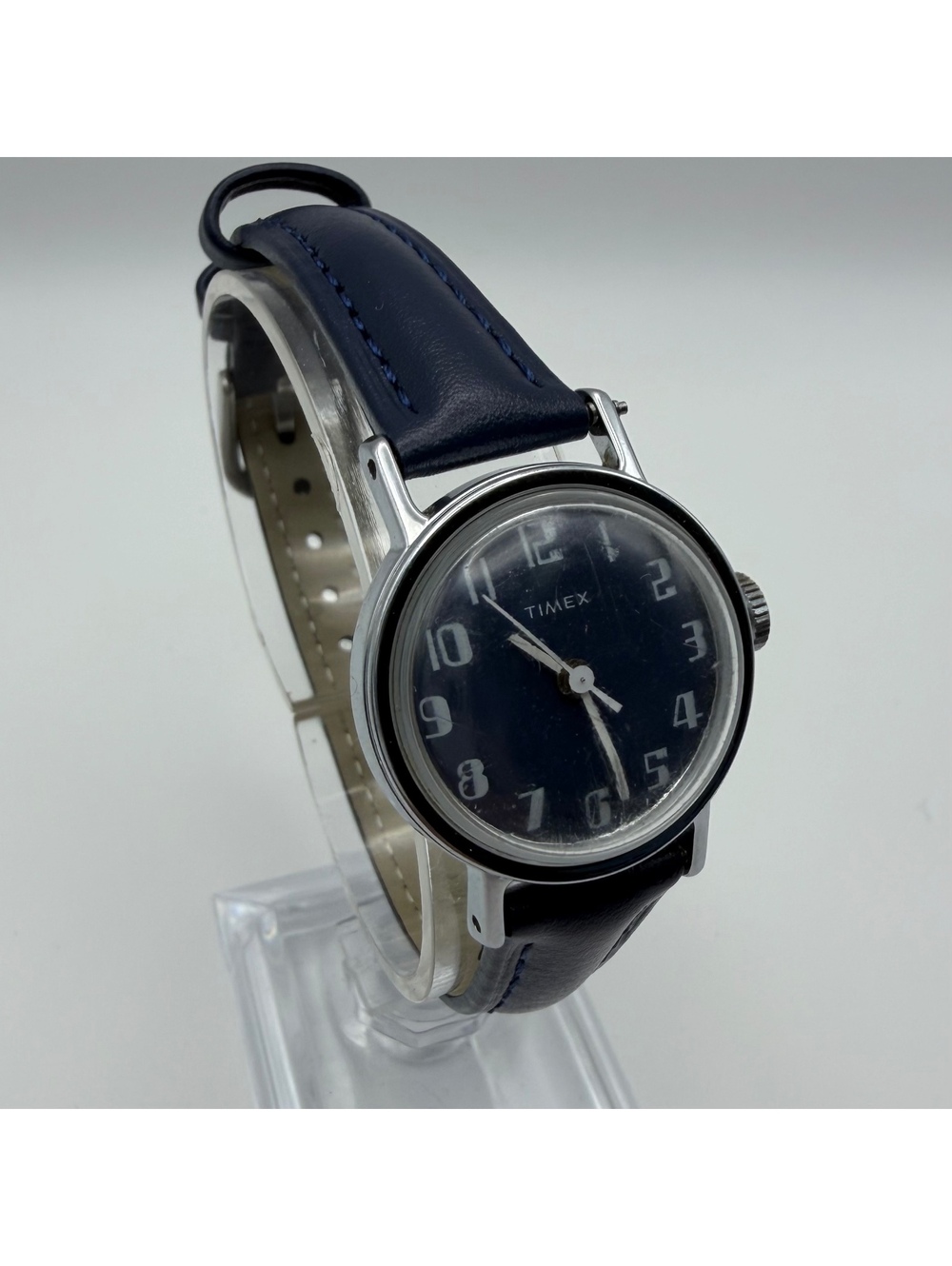 Vintage 1971 Timex Mercury Blue Dial Mechanical Watch Serviced Running New Strap
